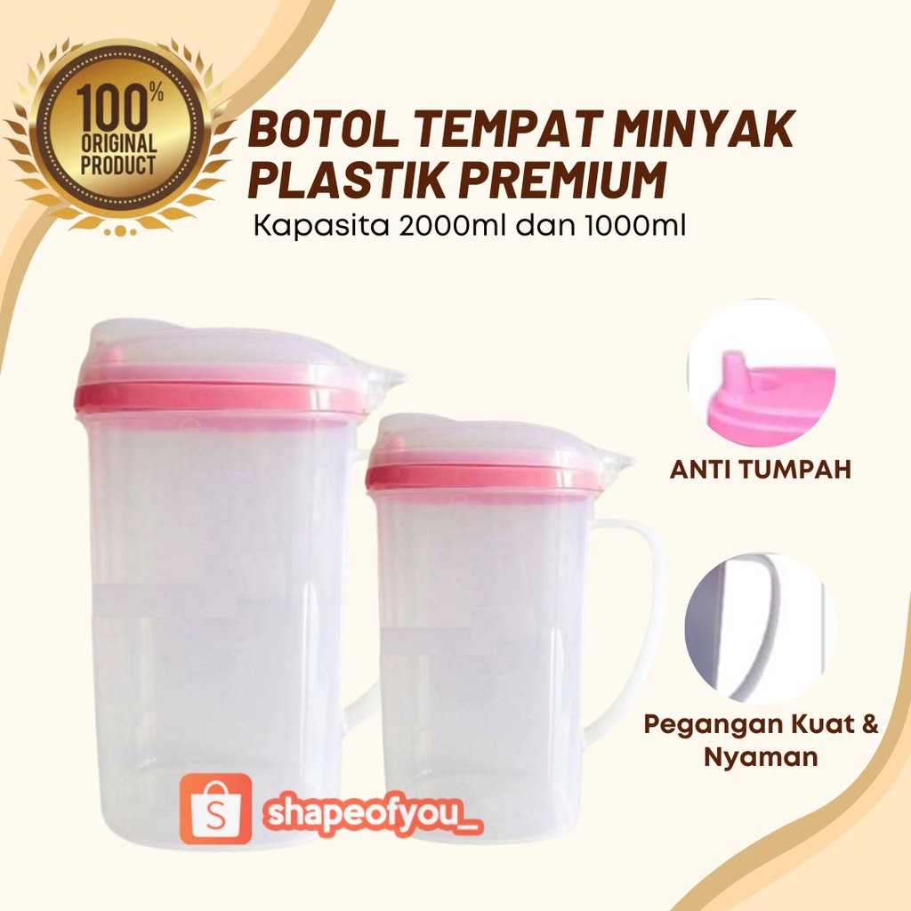 Tempat Wadah Minyak Goreng Plastik 2 Liter / 1 Liter Cooking Oil Pot