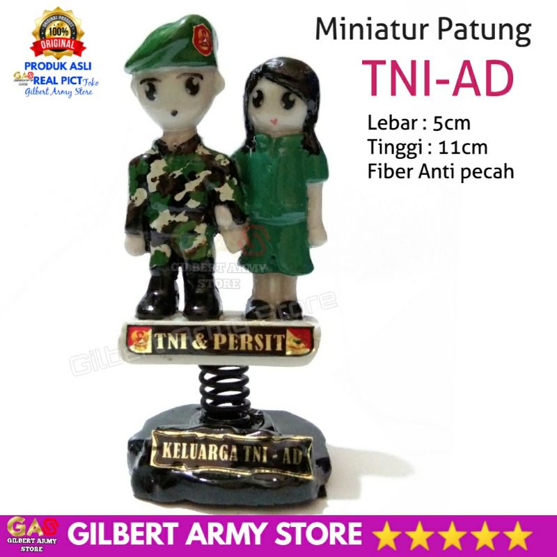 miniatur patung pasangan couple Tni Persit Tanpa Hijab Lengan Pendek Pajangan dasbor mobil lucu unik Terbaru GILBERT ARMY STORE Mainan awet Kado pernikahan Militer Polri