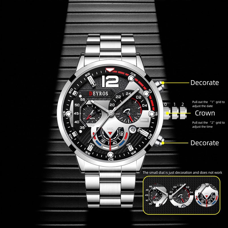 Jam Tangan Pria Original Luxury Bisnis Quartz Stainless Steel Watch