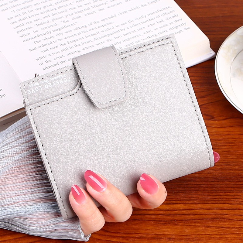 ⚘FASHION88⚘D26-1 Dompet Lipat PENDEK Wanita Trendy Murah/dompet wanita mini murah real pic-ABU