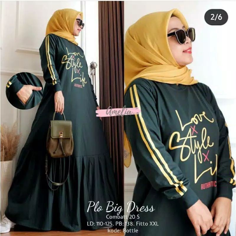 Gamis Jumbo Dan Ukuran Standar Gamis Big Size Gamis Kaos Shopee