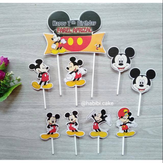 Cake topper Mickey mouse / hiasan kue Micky mouse / topper kue Micky mouse