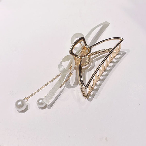 jepit rambut pita bowknot pearl tassel hair clip jje068(2E3)