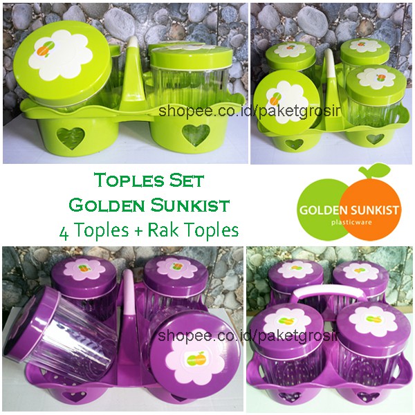 Toples Kue Set Golden Sunkist 4 Toples 1 Rak Toples isi 4