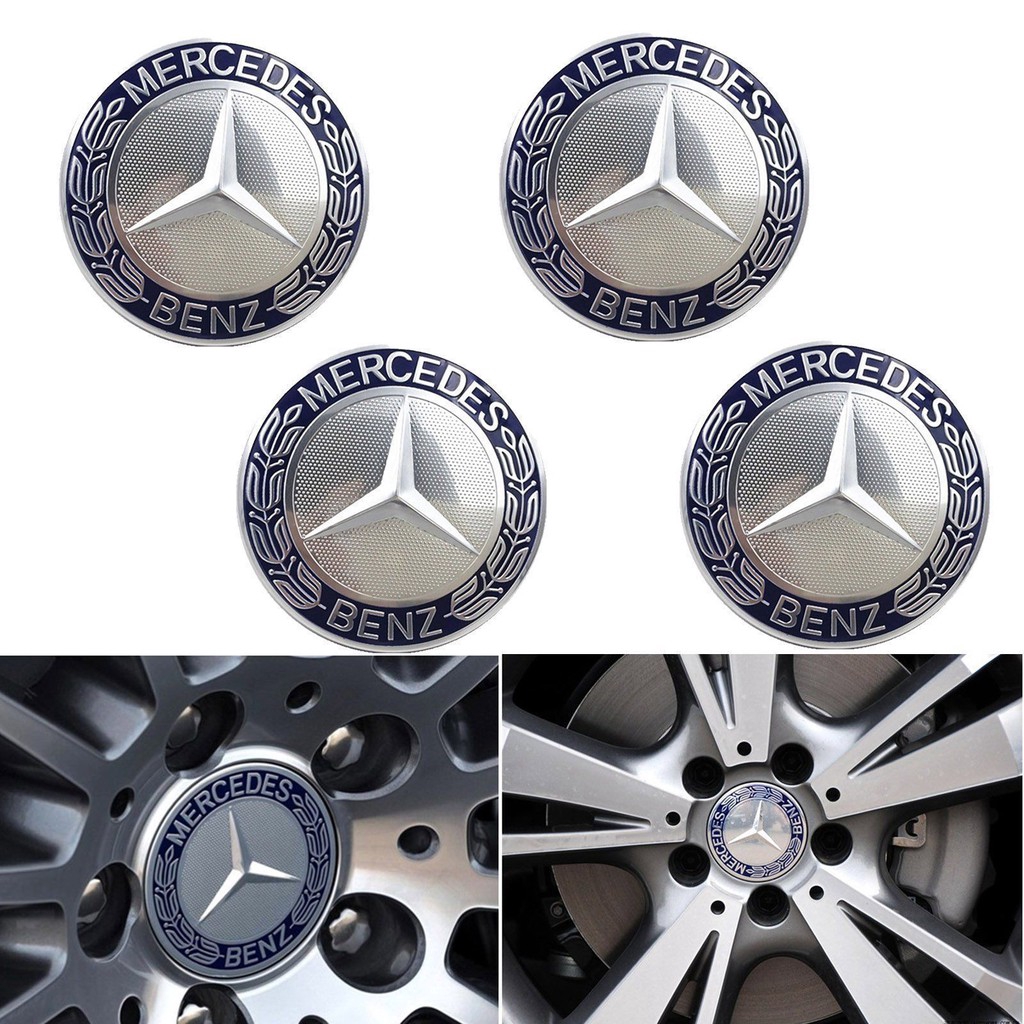 Cear bics 4 Pieces 75mm Black Center Wheel Hub Caps for Mercedes-Benz,Applicable to All Models 