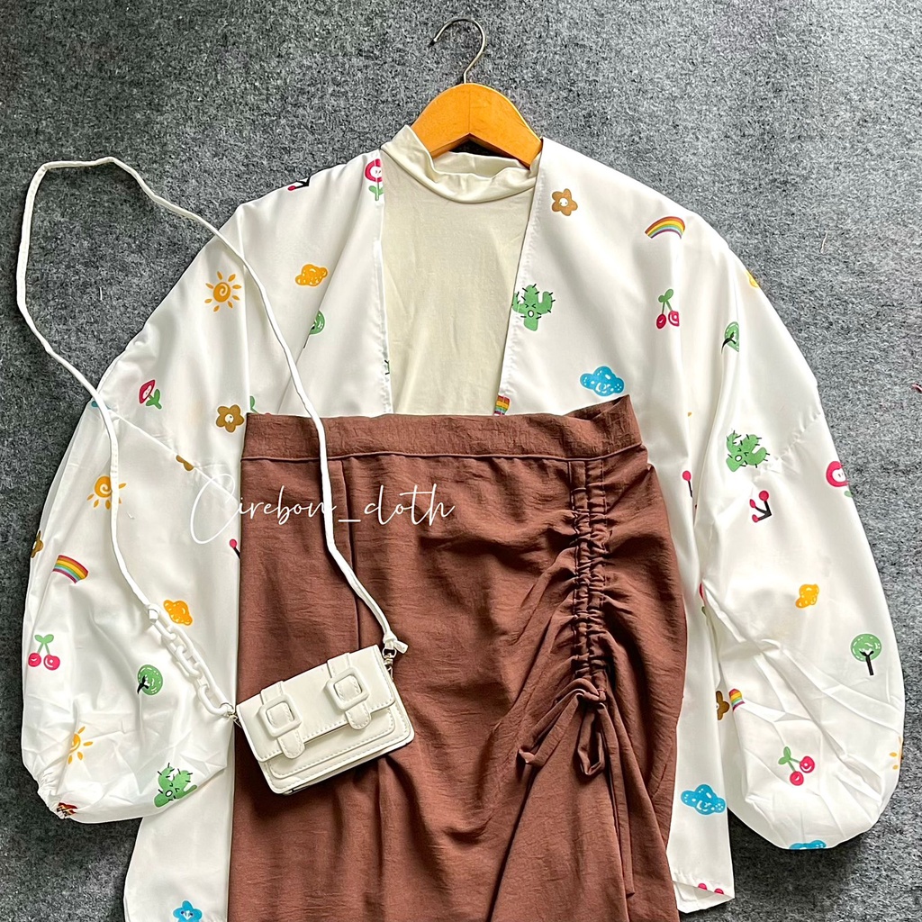ONE SET KIYOWO OUTER MOTIF PART 1 / ROK SERUT CRINKLE / CELANA CRINKLE (Cirebon Cloth)-o.kiyowo serut choco