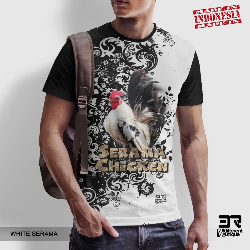 [ COD ] KAOS PRINTING GAMBAR AYAM SERAMA WHITE - BAJU DISTRO ORIGINAL MOTIF HOBI HOBBY AYAM HIAS UNI