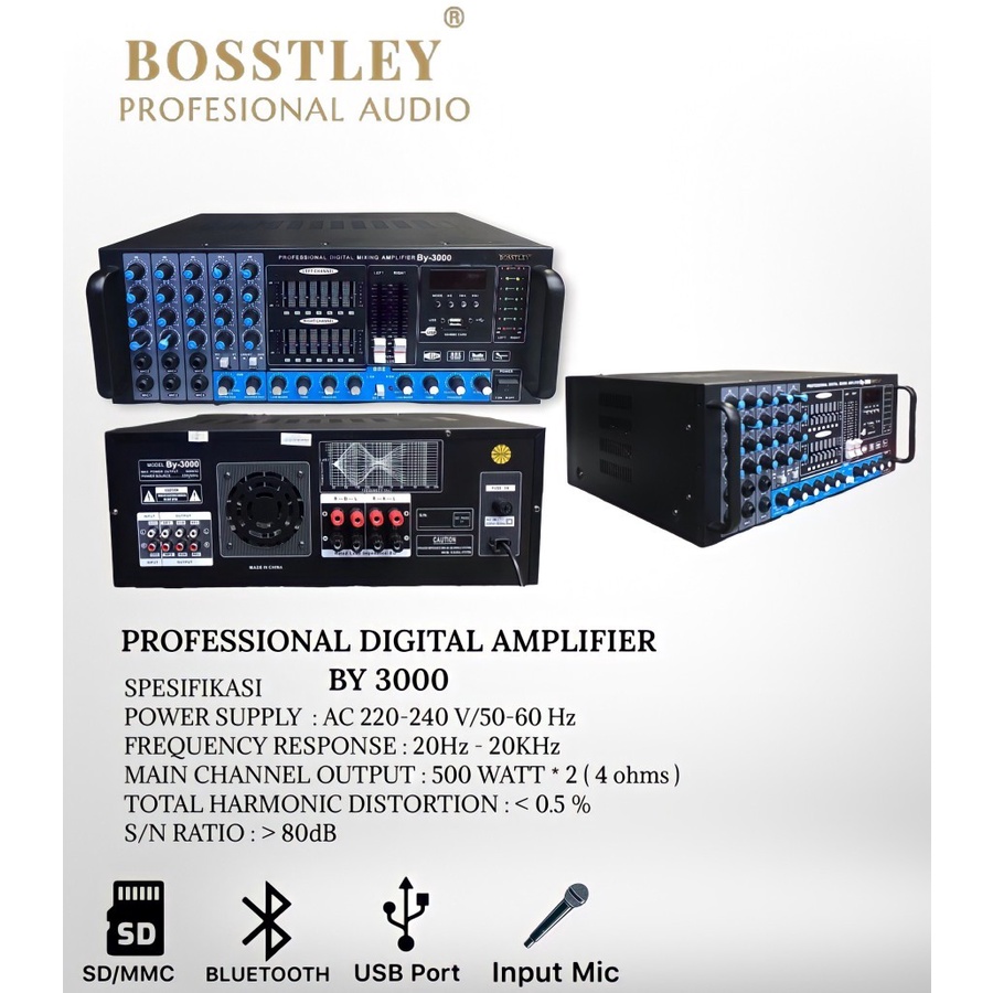 AMPLIFIER AUDIO BOSSTLEY BY 3000 KARAOKE BLUETOOTH