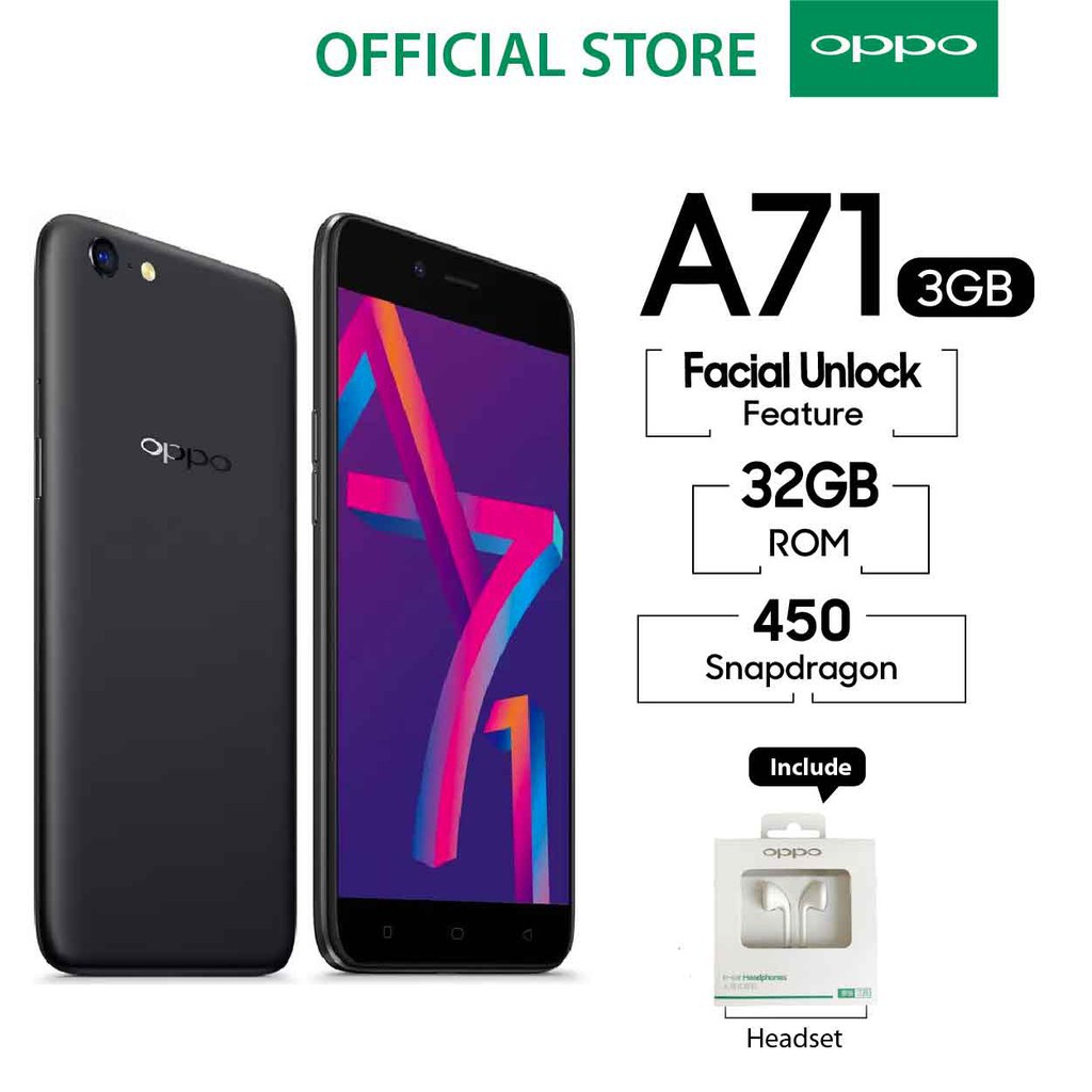 Oppo A71 Smartphone Ai Beauty 3Gb/32Gb \u00e2\u0080\u0093 (Cicil Tanpa Kartu Kredit, Garansi Resmi Oppo 1 Tahun)