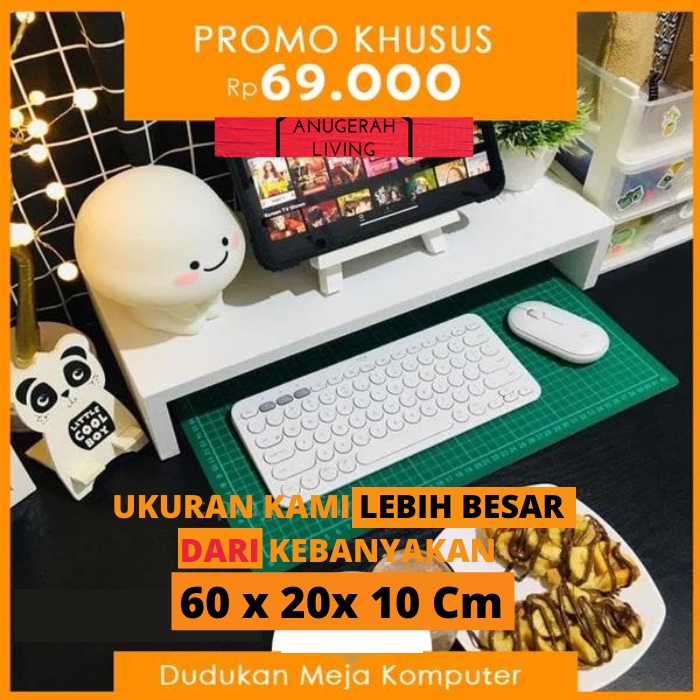 PROMO Dudukan Meja Stand Monitor Laptop Komputer Kayu Minimalis Murah Portable Serbaguna ukuran 60x2