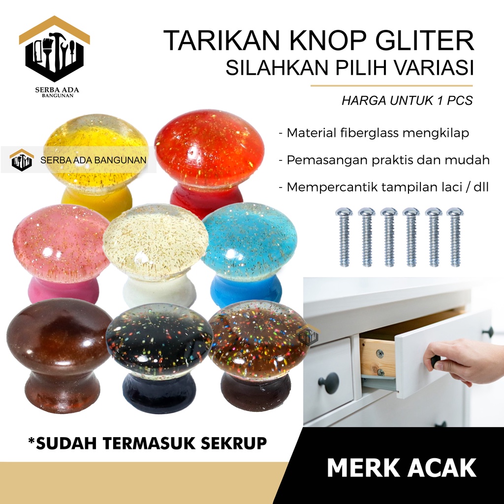 KNOB KNOP TARIKAN PEGANGAN HANDLE LACI PINTU LEMARI PELANGI BINTIK EMAS 2,5 CM