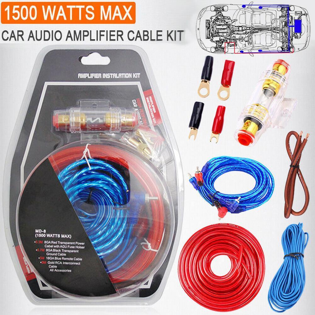 1500w 60 AMP Fuse Holder 8GA Kabel Listrik Subwoofer Speaker Audio Mobil Kawat Pengkabelan Kabel Amplifier Instalasi Kabel RCA Kabel Listrik Fuse Kit