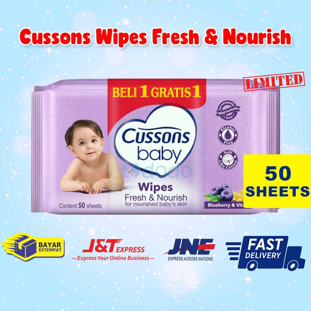 Cussons Wipes 50`s Fresh &amp; Nourish - Tisu Basah Bayi