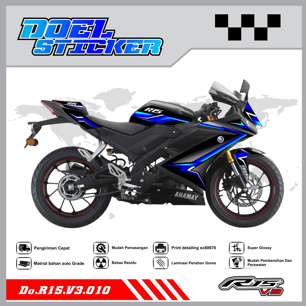 STICKER STRIPING R15 V3 - STICKER STRIPING SEMI FULL LIST VARIASI HOLOGRAM , CROME R15 V3 DOEL 010