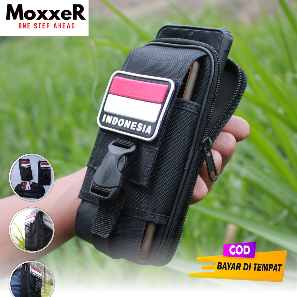 SARUNG HP PINGGANG TACTICAL SATPAM SECURITY POLRI LOGO KARET