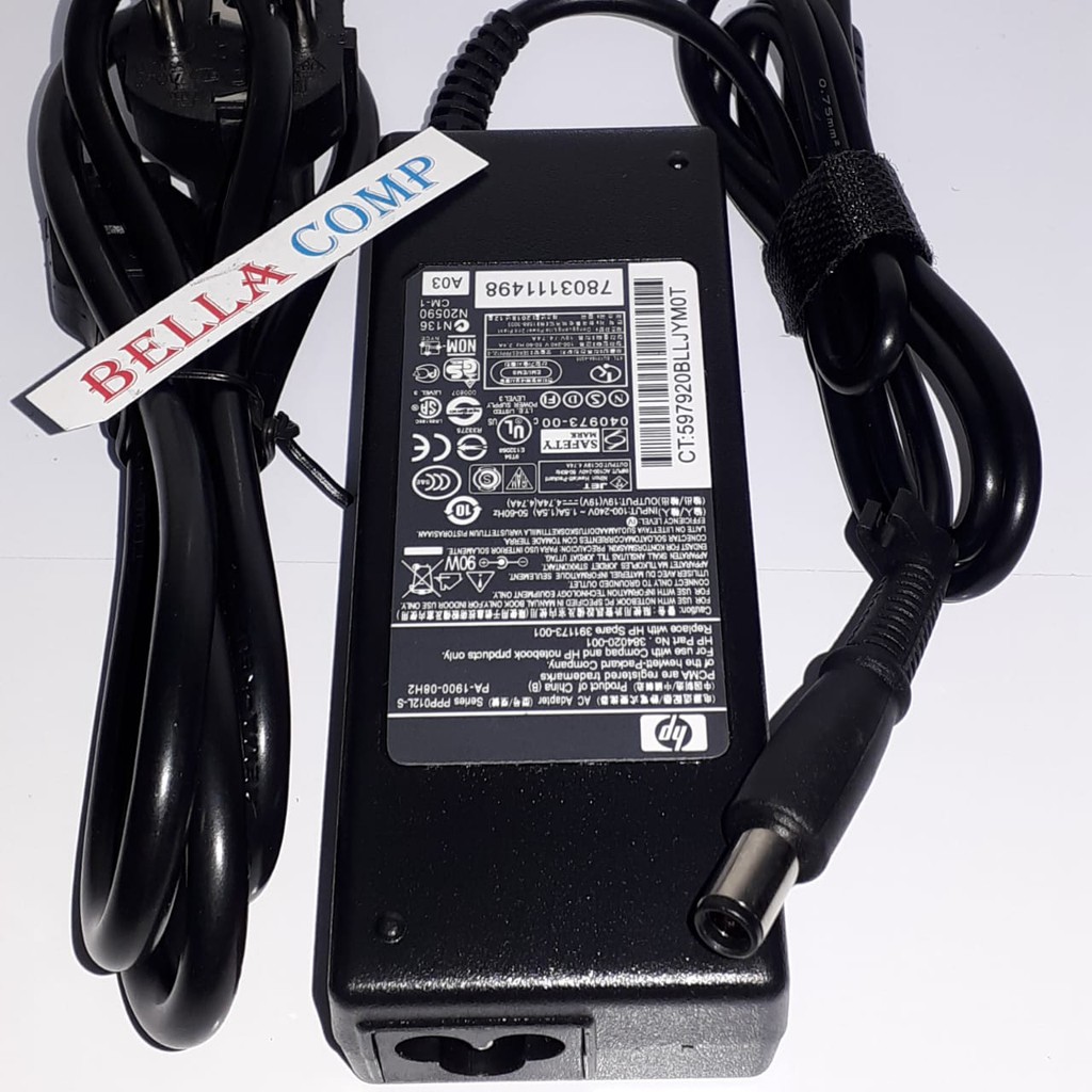 HP 19V 4.74A 90W Charger Adaptor Laptop HP Pavilion DV6000 DV8000 DV8100 DV8200 DV6300 DV6400 DV6500 DV6600 HP Elitebook 8440p 2540p 8470p 2560p 6930p 8560p 8460p 4440s 4730s 6450b 8540w 2570p 8540p 8570p 2760p 2170p 8530w 8770w 8530p 4410t