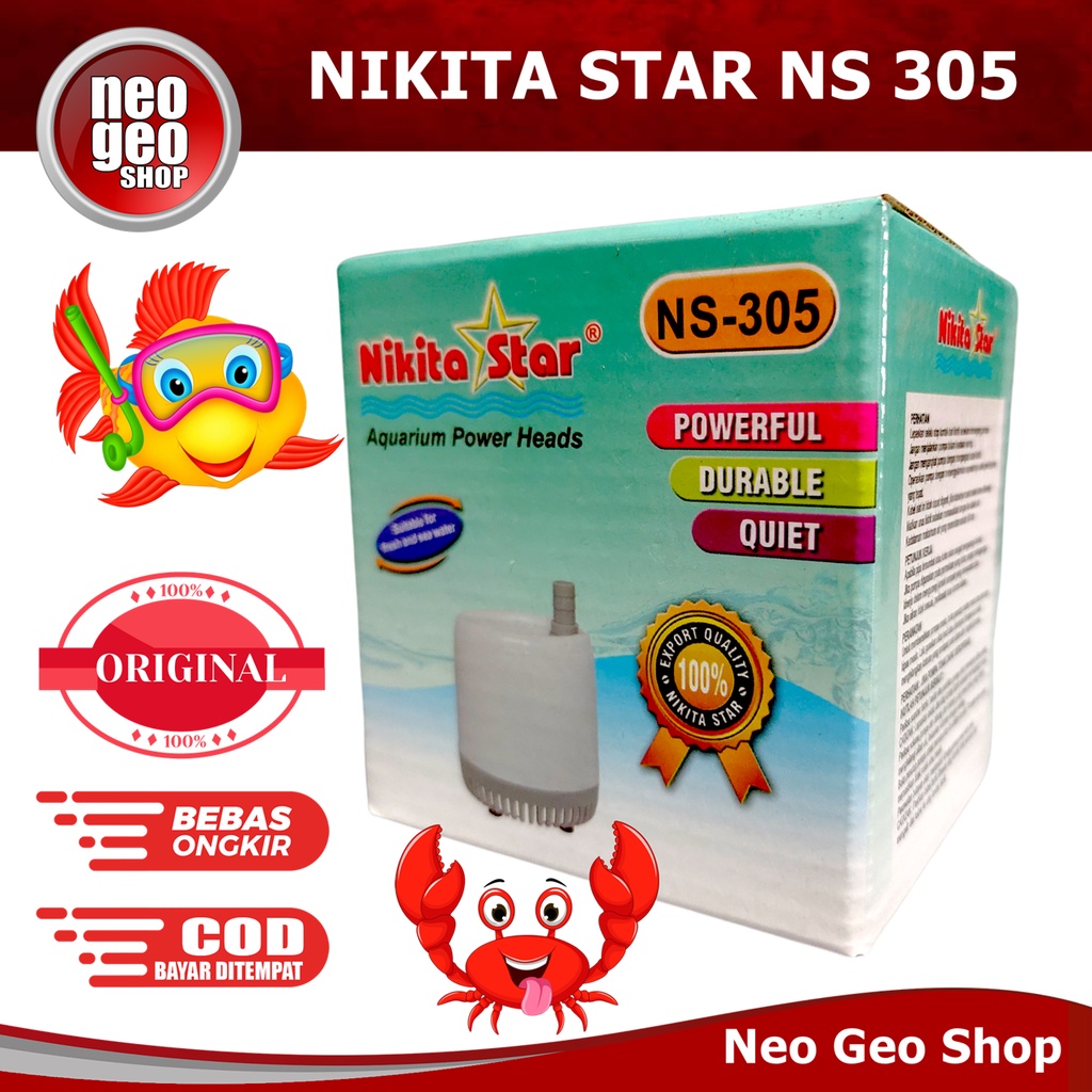 Nikita Star NS305 NS 305 Pompa Celup Power Heads Aquarium Hidroponik