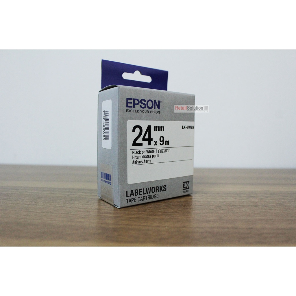 Tape Cartridge 24mm / 24 mm -  EPSON LK6WBN LK-6WBN Labelworks Black on White