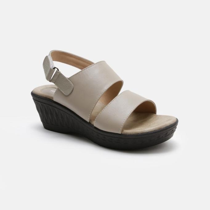 Buccheri Canava Sandal Wedges Wanita Cream PROMO