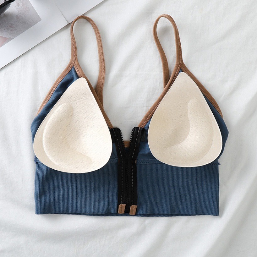 BOS Tank Top Yoga Wanita 6404 Bra Fashion Tanpa Kawat Elastis Pakaian Dalam Wanita Resleting-6