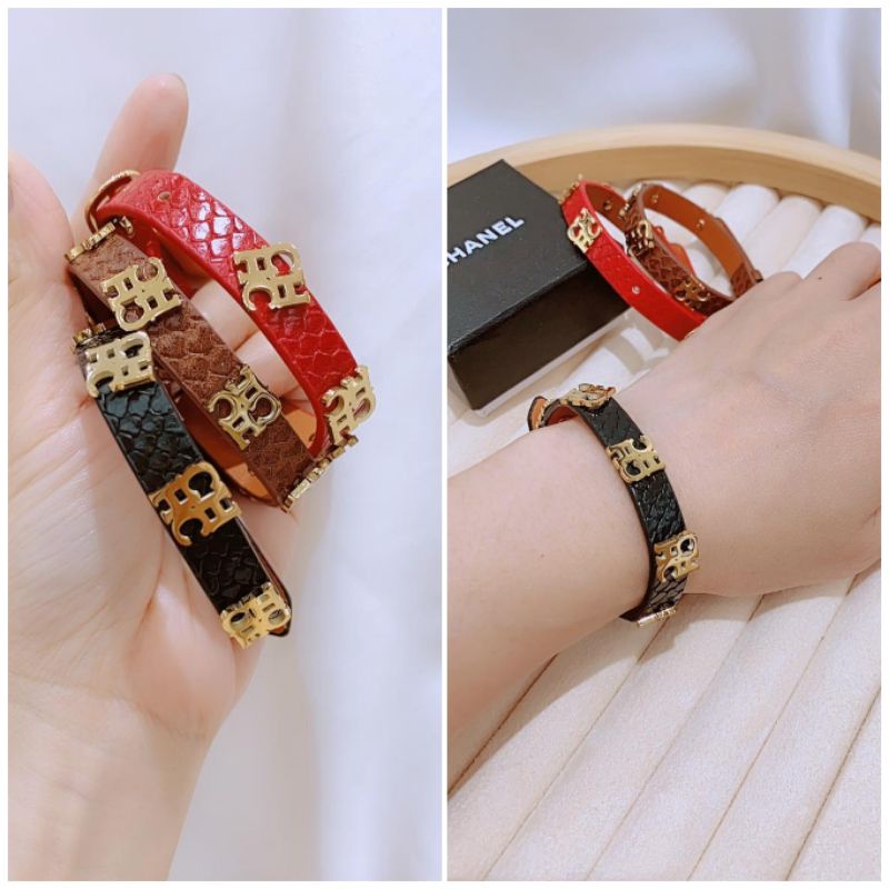 Gelang Kulit Mix Titanium Asli Ch Kulit Waterproof Anti karat Anti alergi Stainless steel 1916