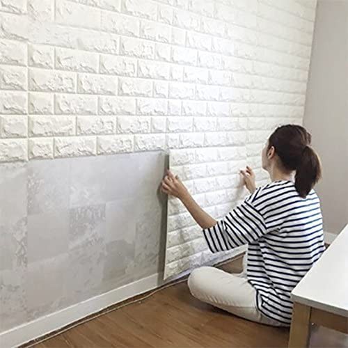 Wallpaper Foam 3D Bata Putih White Brick Panel CLASSIC BRICK 77cm*70cm Putih Glossy