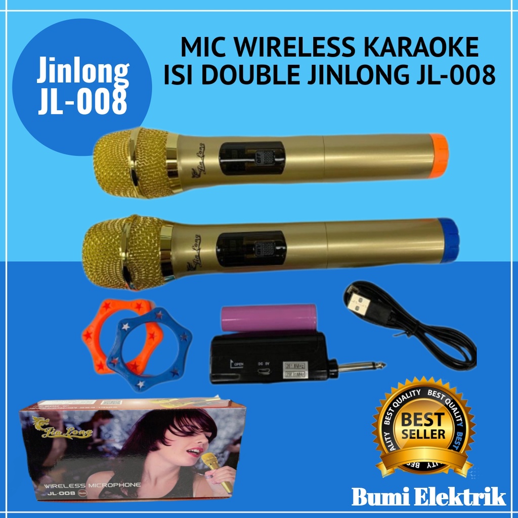 MIC WIRELESS DOUBLE FLECO M-12 / M-13 / MIC WIRELESS JINLONG JL-008 / MIC MKF-02 MIC TANPA KABEL MIKROFON BLUETOOTH