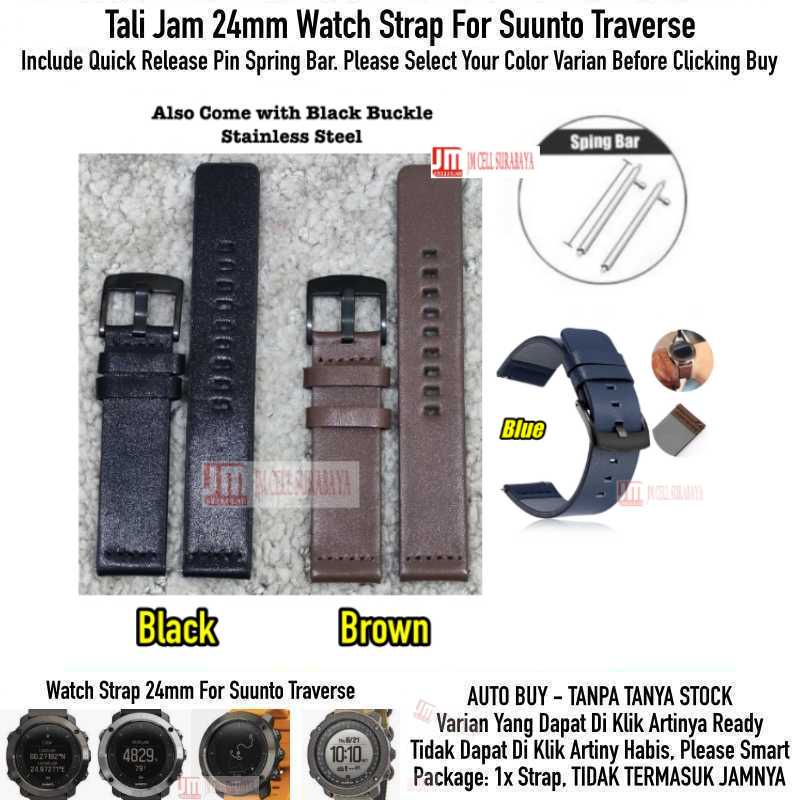 Watch Strap Suunto Traverse - Tali Jam 24mm Modern Leather Black Buckle