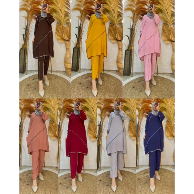 PAKAIAN WANITA MUSLIM TERBARU 2021 ONE SET CRINGKEL 2IN1