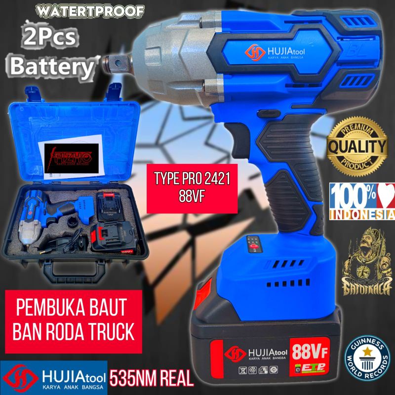 Mesin pembuka baut hujia pro 2421 roda ban truck mobil motor cvt impact wrench cordless impak Impek 