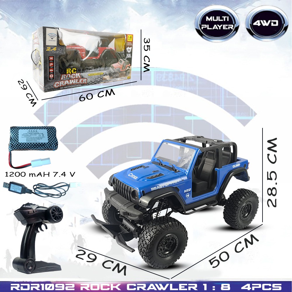 MURAH RDR1092 RC Jeep Rubicon Rock Crawler Offroad Off Road Pasir Gunung Mainan Anak Mobil Remote Control Besar Jumbo RADAR