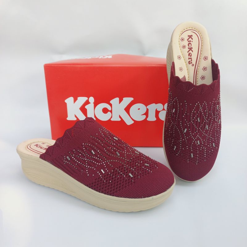 sepatu selop wanita kickers. sl wg rajut.