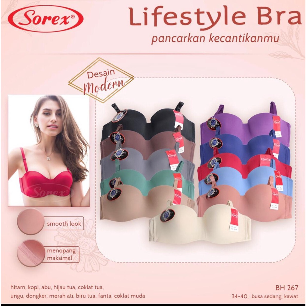 TERLARIS !! BH BRA 267 SOREX KAWAT || BH ROBOT BAHAN LICIN SEAMLESS | TALI BISA COPOT PASANG LIFESTYLE BRA |ADA KAWAT HALF CUP KAIT 2 - SIZE 34 36 38 40