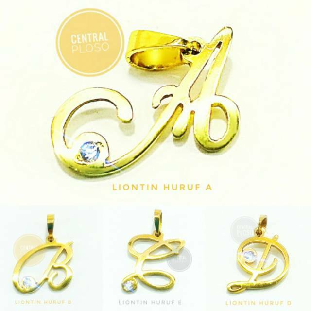 KALUNG TITANIUM ABJAD Huruf ANTI Karat AWET untuk Anak sampai Dewasa