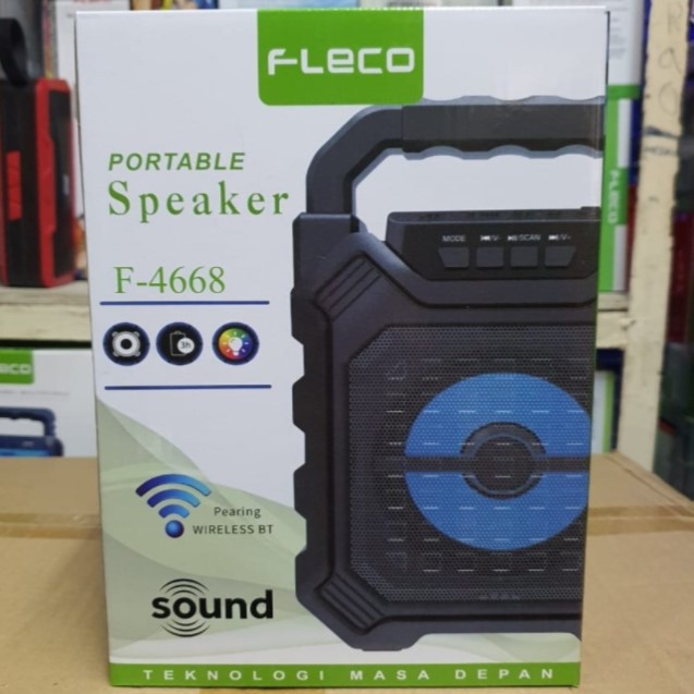 Speaker Fleco F-4668 Bluetooth Free Microphone MP3 FM USB