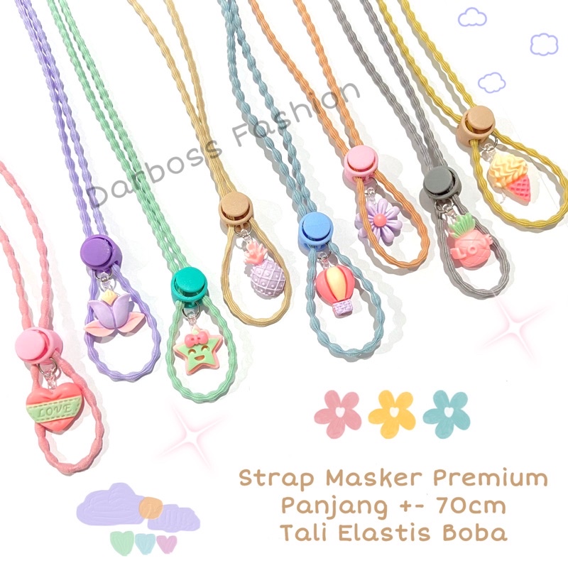 (PART 3 CR) Strap masker 2 in 1 bisa CUSTOM NAMA/ Pengait Masker / Tali masker ANAK / kalung masker / konektor masker hijab headloop / clay resin pastel / stopper warna / lanyard