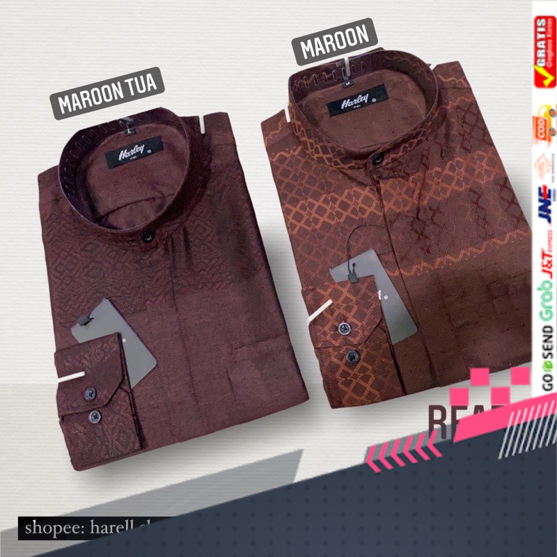 Ready 2 Warna Kemko / Kemeja koko harley warna maroon tangan panjang