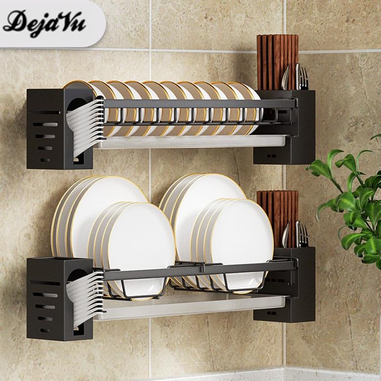 DEJAVU RAK PIRING GANTUNG RAK MANGKOK DINDING STAINLESS TEMPAT PENYIMPANAN DAPUR MINIMALIS HRM121 TE