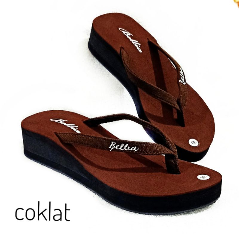 SANDAL WANITA JAPIT SPON BELIA - SANDAL WANITA WEDGES SPON TINGGI 3 CM - SANDAL JEPIT WANITA - SENDAL WANITA - SANDAL WANITA KEKINIAN SANDAL WEDGES WANITA (BELIA)