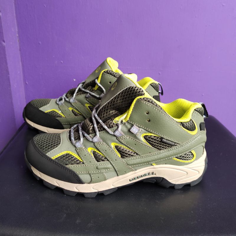 Sepatu Anak Merrell Moab  Mid Green/Lime Waterproof original murah
