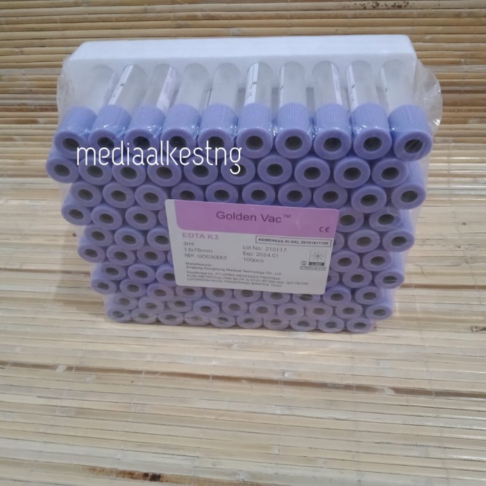 Jual Tabung Edta K3 3Ml Pet |Tabung K3 Edta 3 Ml Plastik Golden Vac