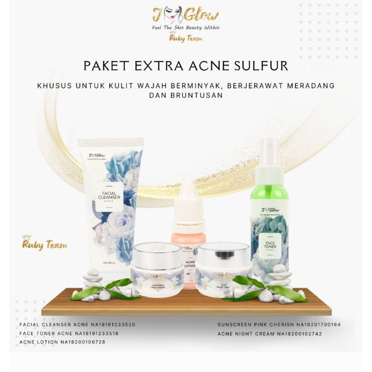 Jglow skincare PAKET EXTRA ACNE SULFUR )AMPUH MENGATASI MASALAH JERAWAT BATU/MERADANG