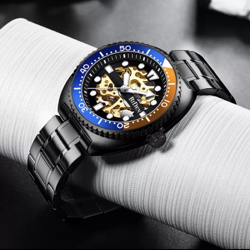 BIDEN Jam Tangan Pria Automatic Homage Turtle Ocean Black Luxury