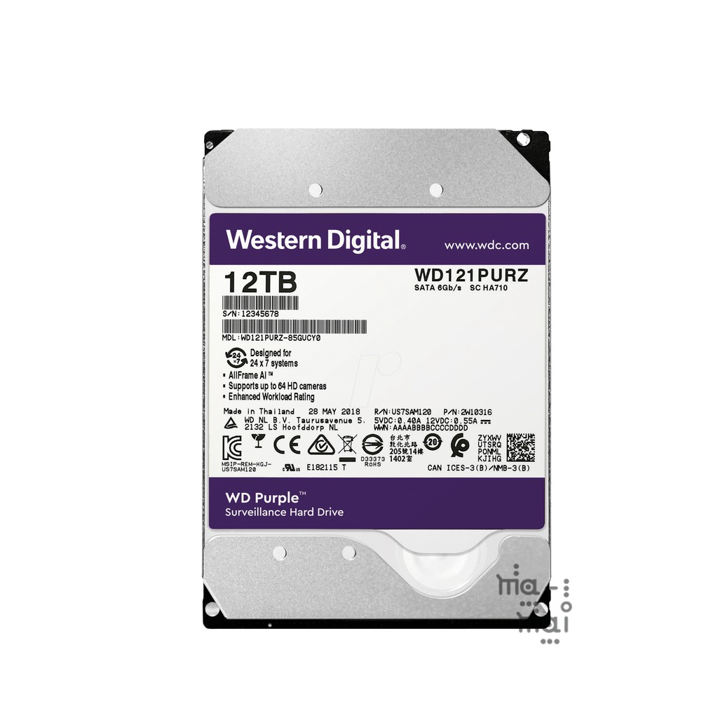 WD PURPLE 12 TB 3,5&quot; SURVEILLANCE CCTV WD PURPLE 12TB