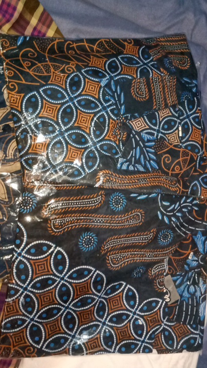 Batik Couple Keluarga Sania Ruffle Ori Ndoro Jowi Dnt Motif Seno Biru