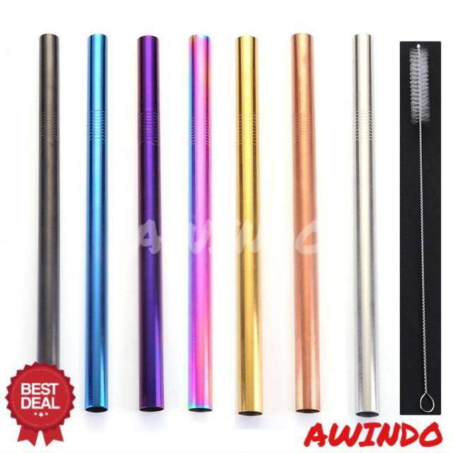 SEDOTAN STAINLESS STEEL BOBA BUBBLE STRAW REUSABLE SEDOTAN MINUMAN STAINLESS STEEL