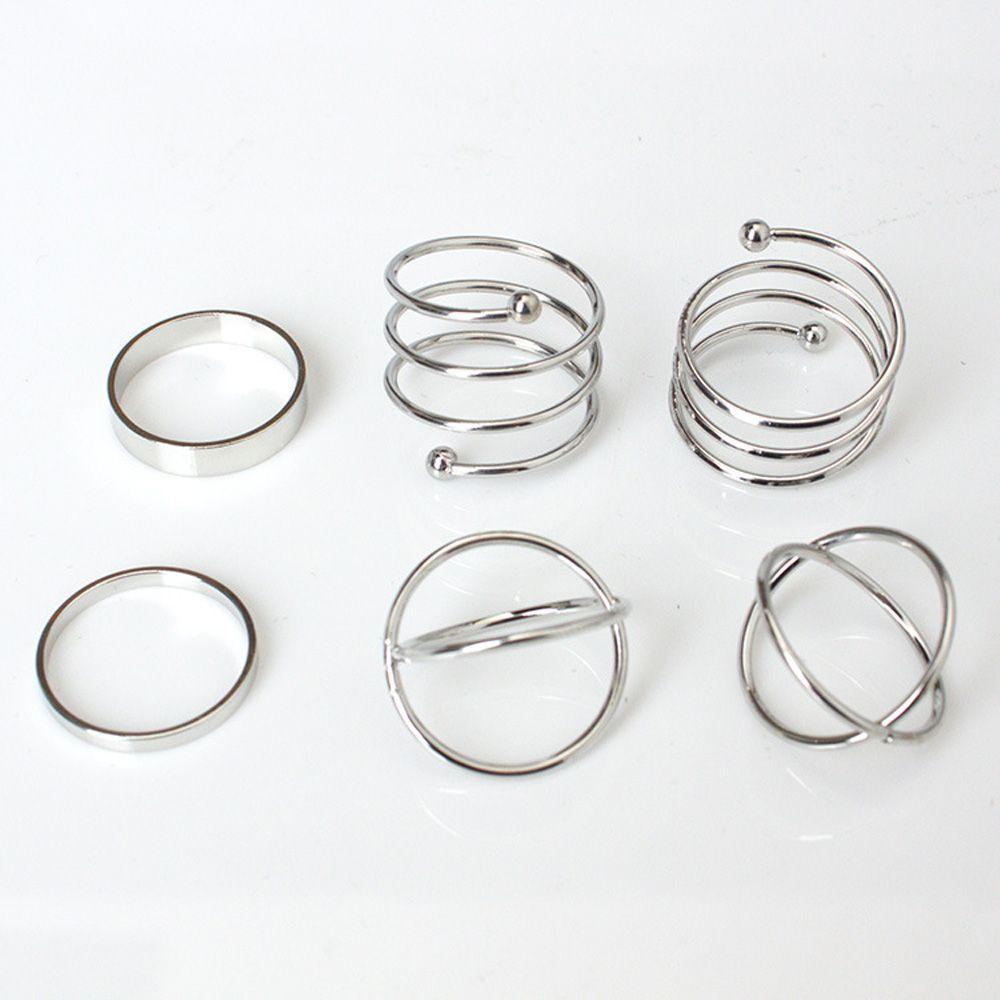 Needway Cincin Urban Silver Knuckle Amerika Serikat Meledak Bagian Kepribadian Wanita 6 Pcs/set
