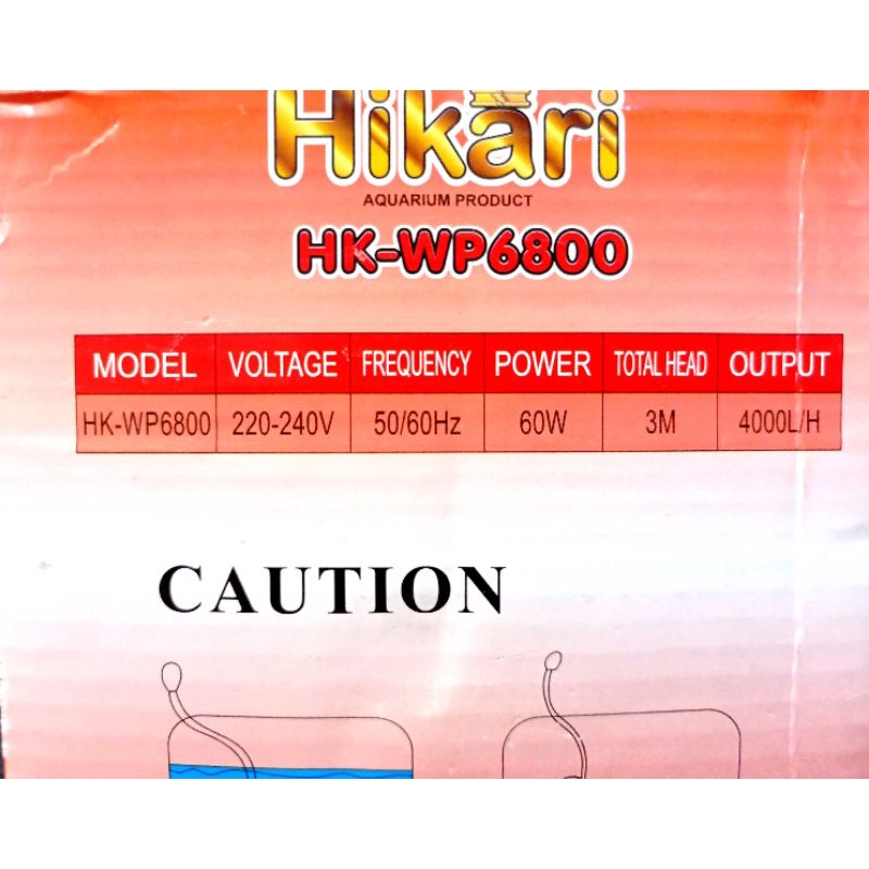 POMPA KOLAM SUBMERSIBLE PUMP HIDROPONIK HIKARI HK WP6800