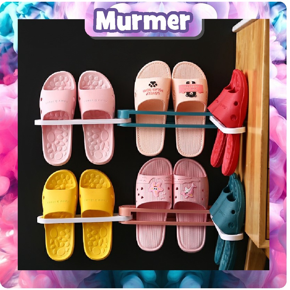 Murmerofficial R357 HSGB Holder Rak Sepatu Tempat Penyimpanan Sendal Sepatu Tempel Dinding 3 in1