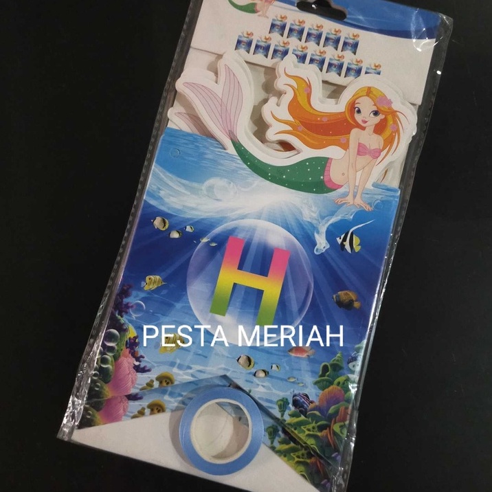 BANNER MERMAID / BANNER HAPPY BIRTHDAY MERMAID / BANNER HBD MERMAID / BANNER DELUXE HBD MERMAID